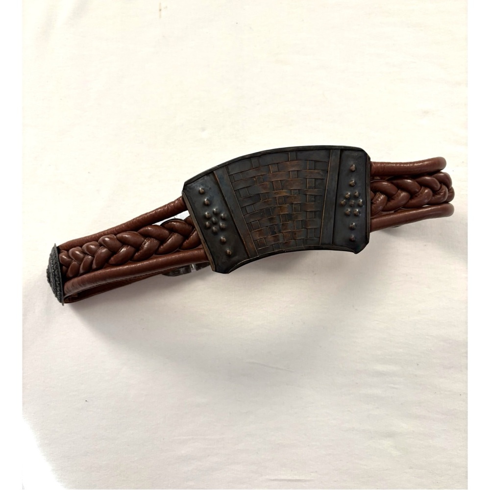 Vintage Brown Braided Belt with Woven Buckle